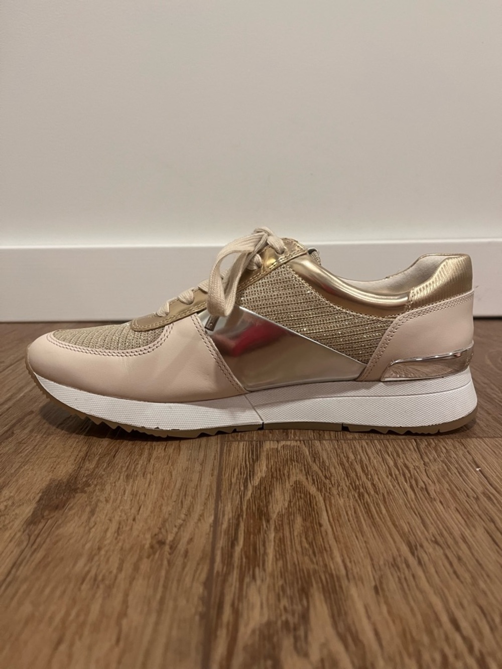 Michael Kors MK Allie Gold Silver Trainer Sneakers - Picture 9 of 14